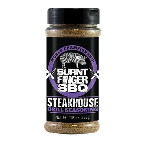 BURNT FINGER BBQ OW85575 BBQ Rub, Steakhouse Flavor, 11.8 oz Bottle
