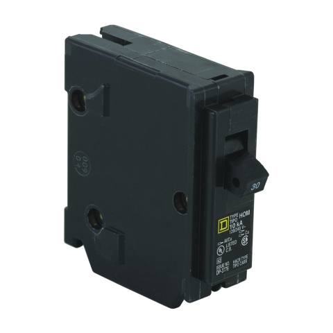 Square D Homeline HOM130CP Circuit Breaker, Mini, 30 A, 1 -Pole, 120 V, Fixed Trip, Plug Mounting, Black