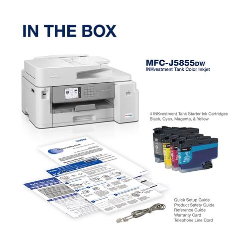 Brother MFC-J5855DW INKvestment Tank Color Inkjet All-In-One Printer with up to 1 Year of Ink In-Box - Image 3